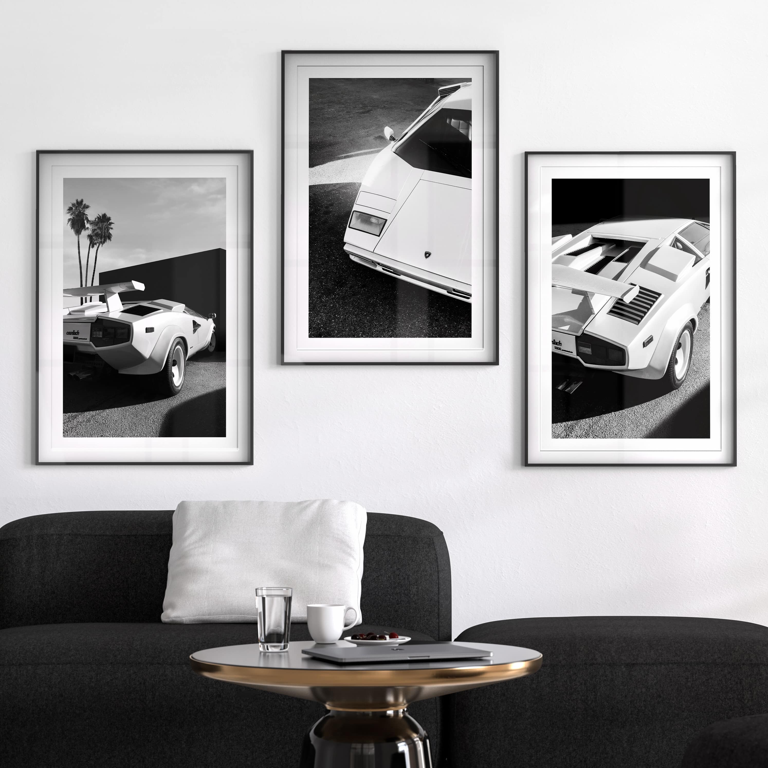 Lamborghini Countach, Black & White Print