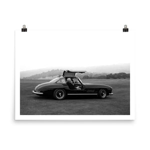 mercedes benz 300sl, gullwing, vintage mercedes, car poster, automotive prints