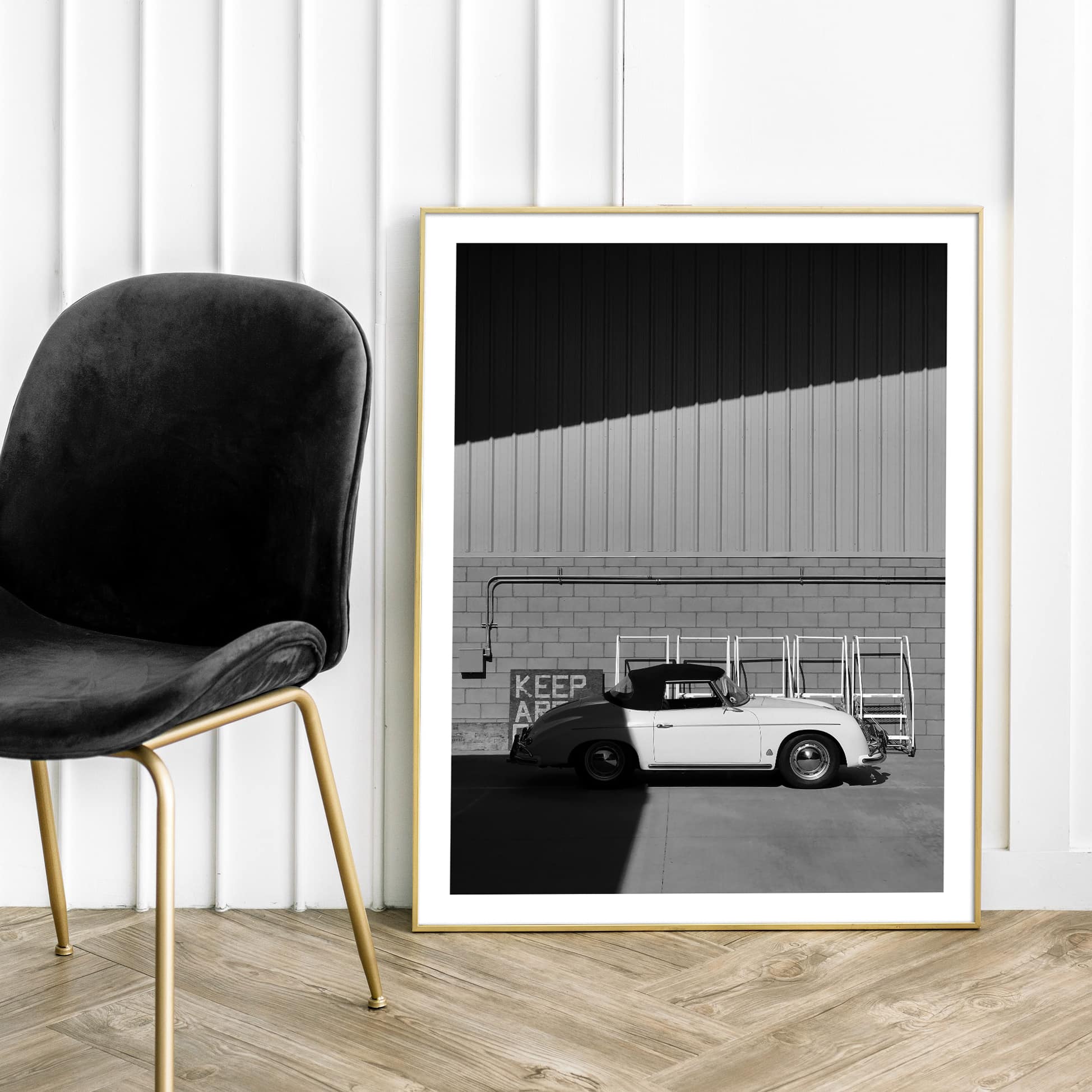 Porsche 356 Convertible Black & White Print